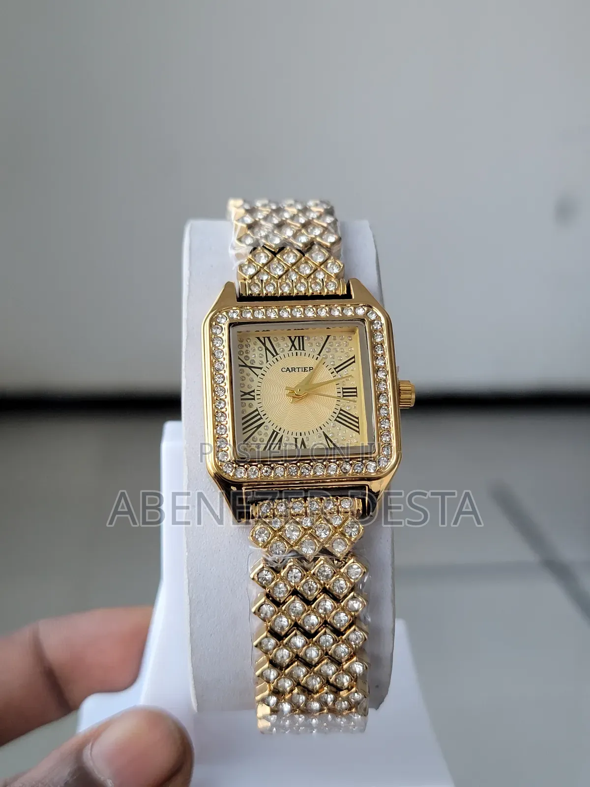 Women's Square Quartz Watch With a Full Stone Design