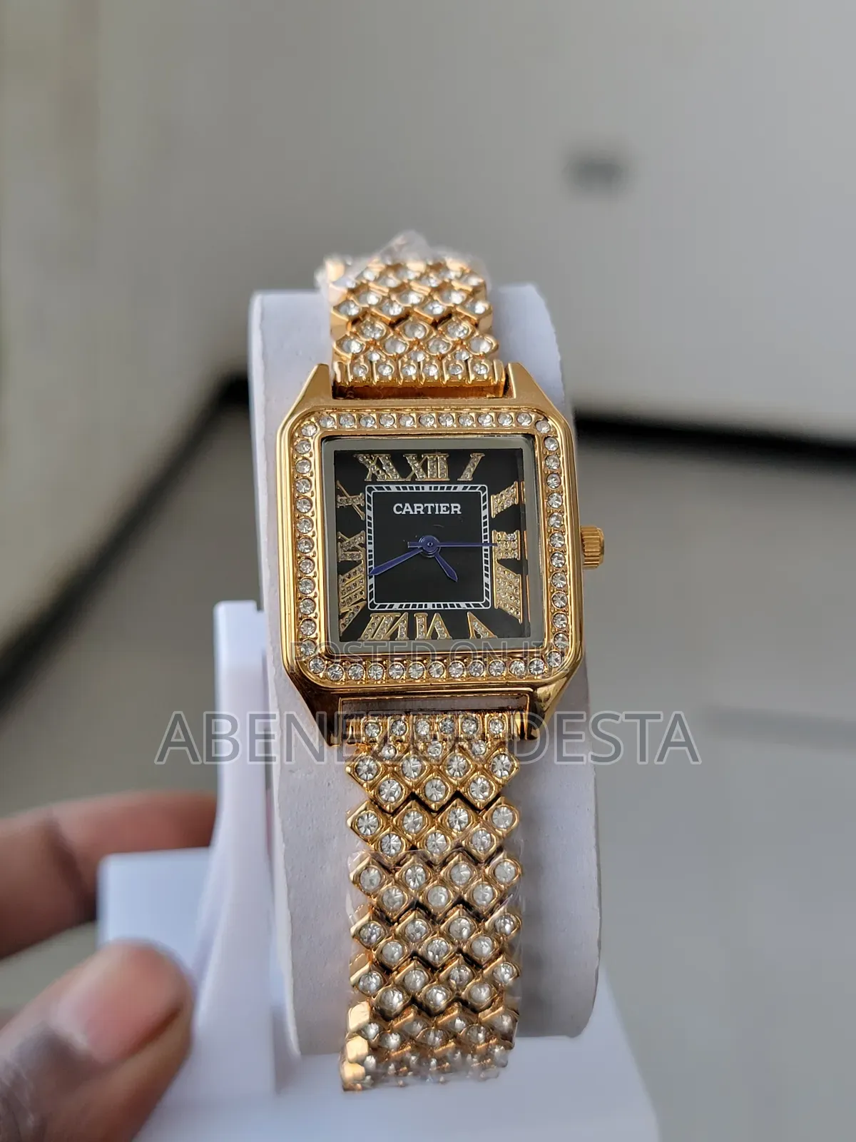 Ladies Cartier Watch With a Square Face Black Surface