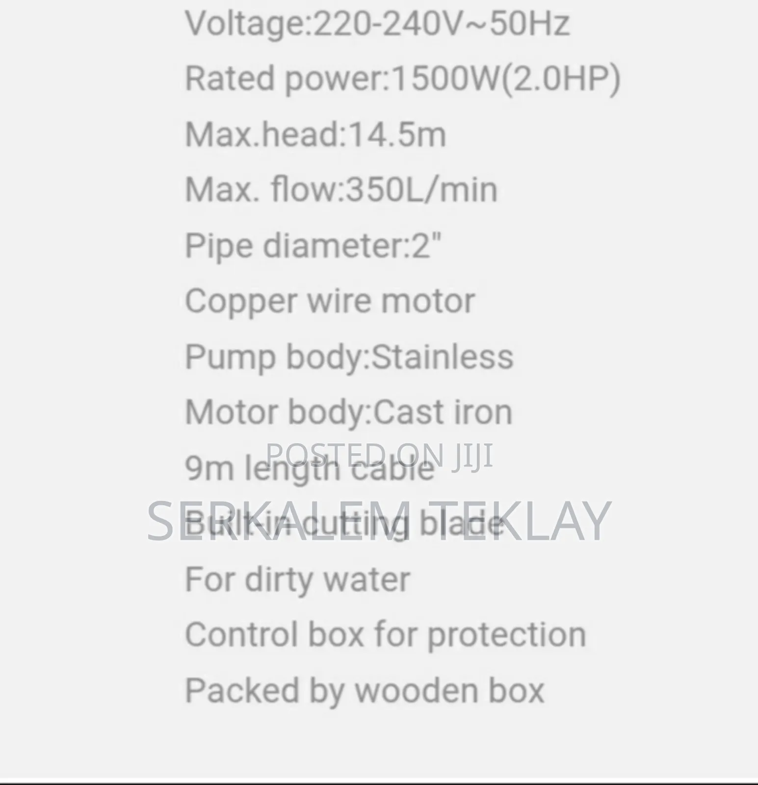 Ingcco 2hp Sewage Water Pump