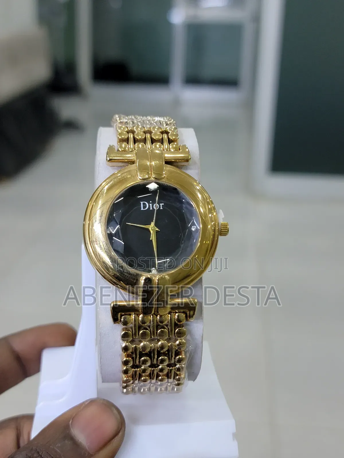 Vintage Christian Dior Watch With a Gold- Plated Featuring Black