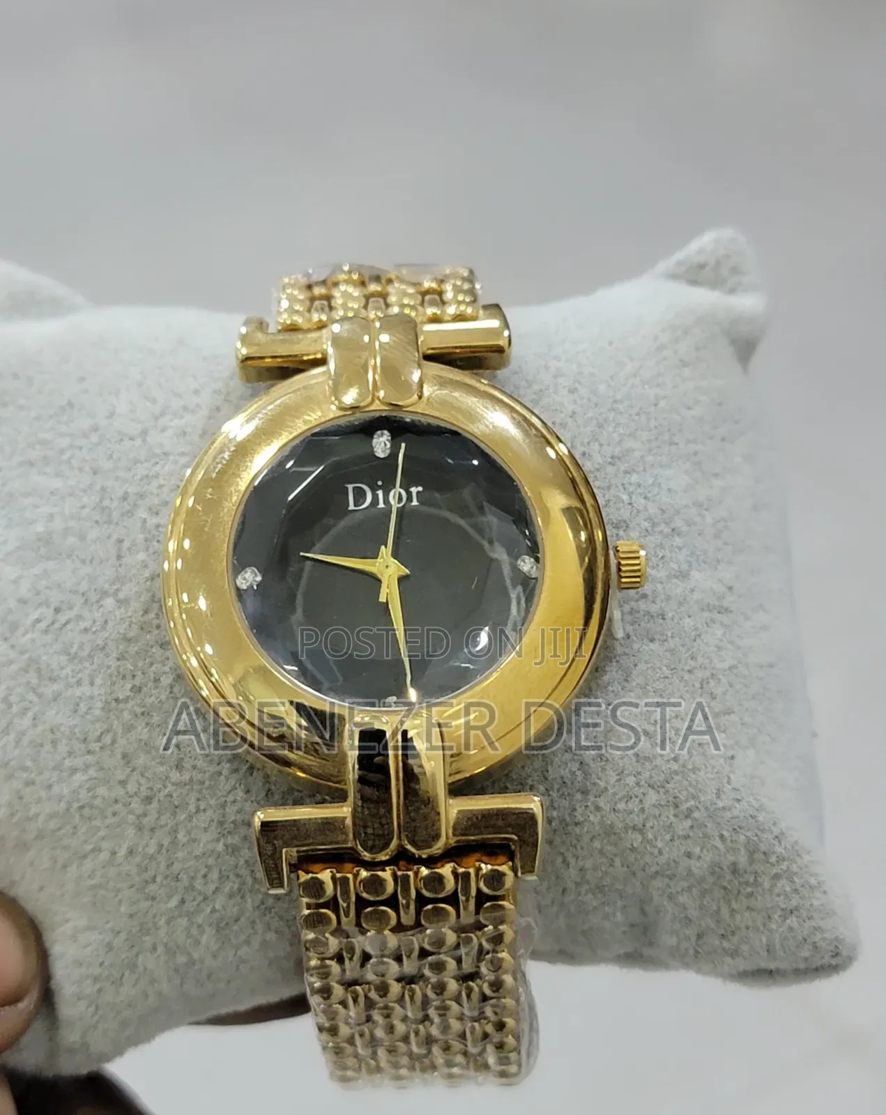 Vintage Christian Dior Watch With a Gold- Plated Featuring Black