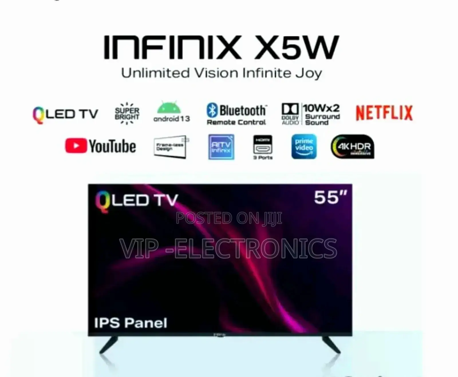 Infinix 55 Inch Tv Smart Android 13.0 Qled Television