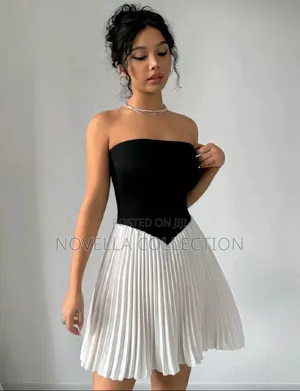 Photo - Women's Mini Dress (Black and White Color)