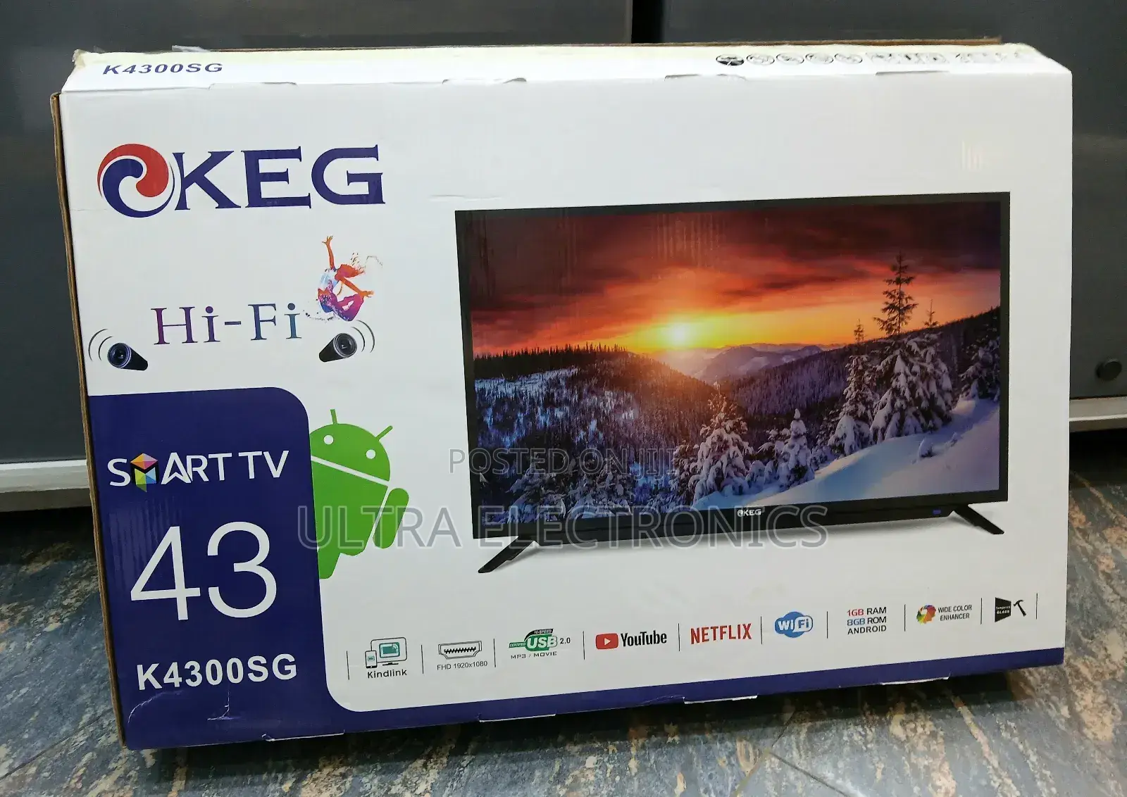 Keg 43 Inch Smart Double Hi Fi Speaker Tv