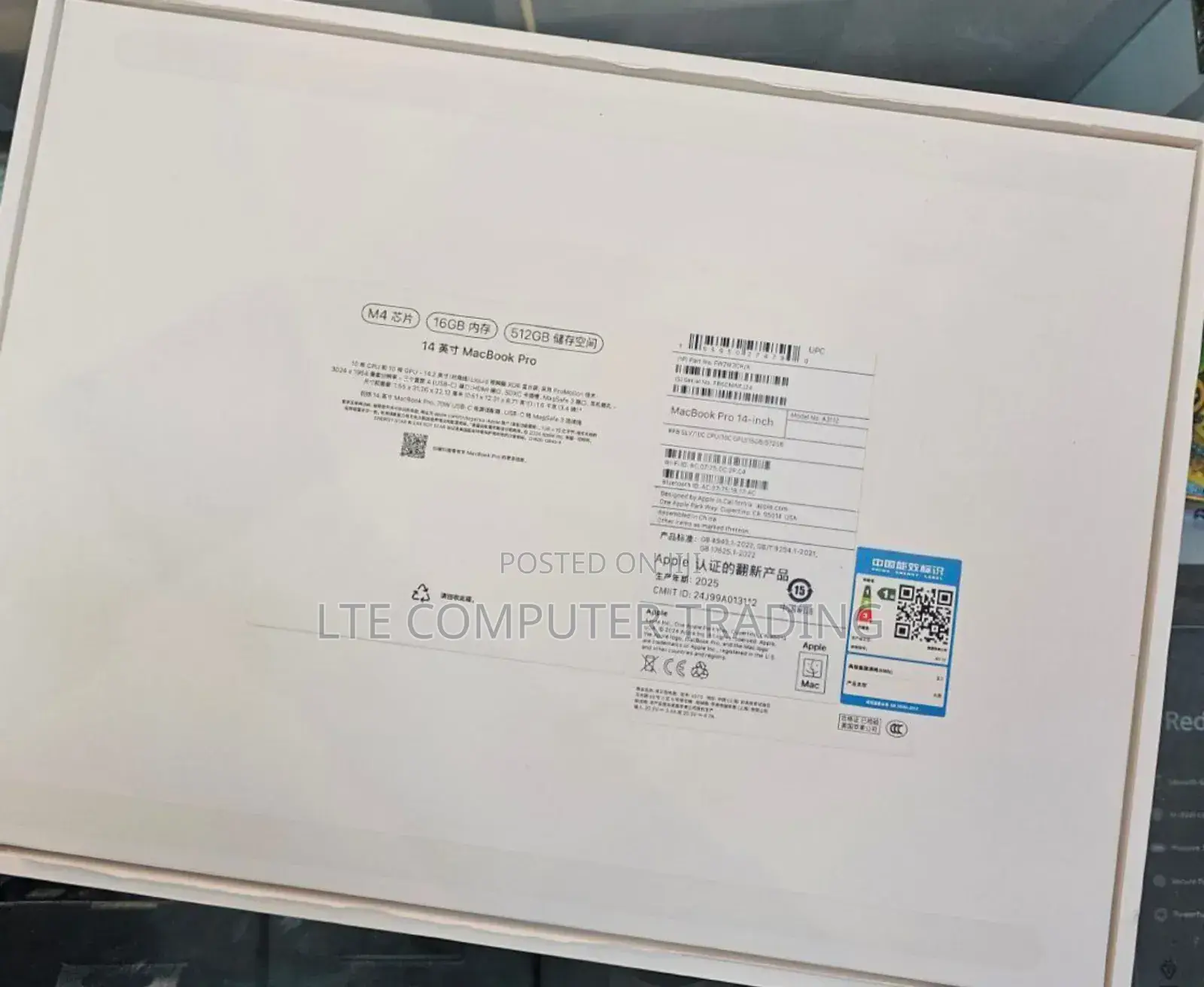 New Apple MacBook Pro 2024 M4 14-Inch 16GB Apple M4 Pro SSD 512GB