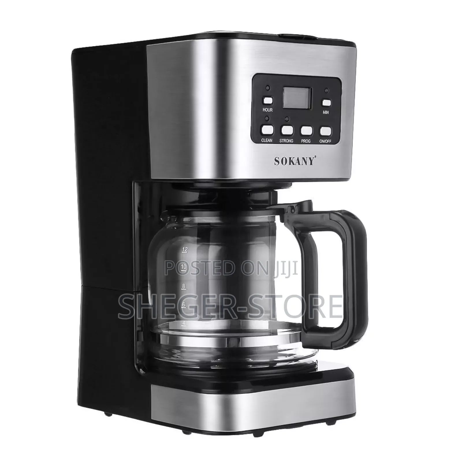 Sokany Electrical Coffeemaker ለቤትን ለቢሮ የሚሆን
12 ስኒ ወይም 1.3ሊትር ቡና የሚያፈላ