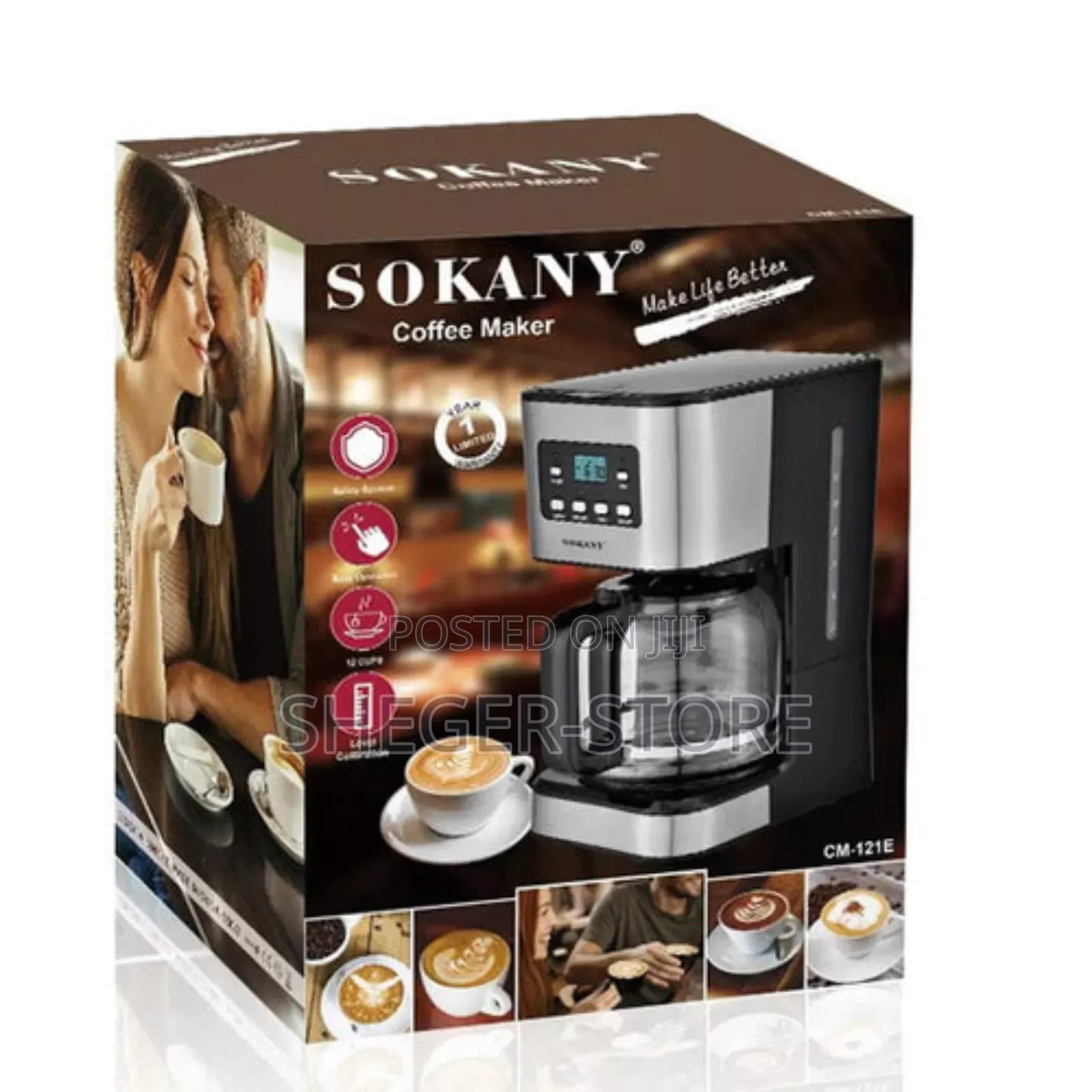 Sokany Electrical Coffeemaker ለቤትን ለቢሮ የሚሆን
12 ስኒ ወይም 1.3ሊትር ቡና የሚያፈላ