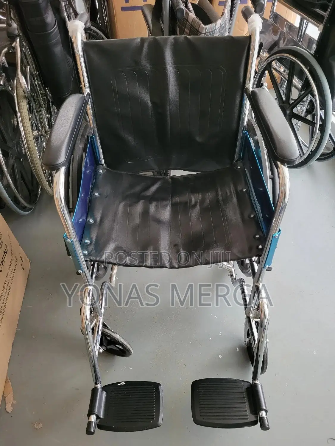 Folding Mag Wheelchair/Wheelchair/ With Dual Break Sharp Black Colour