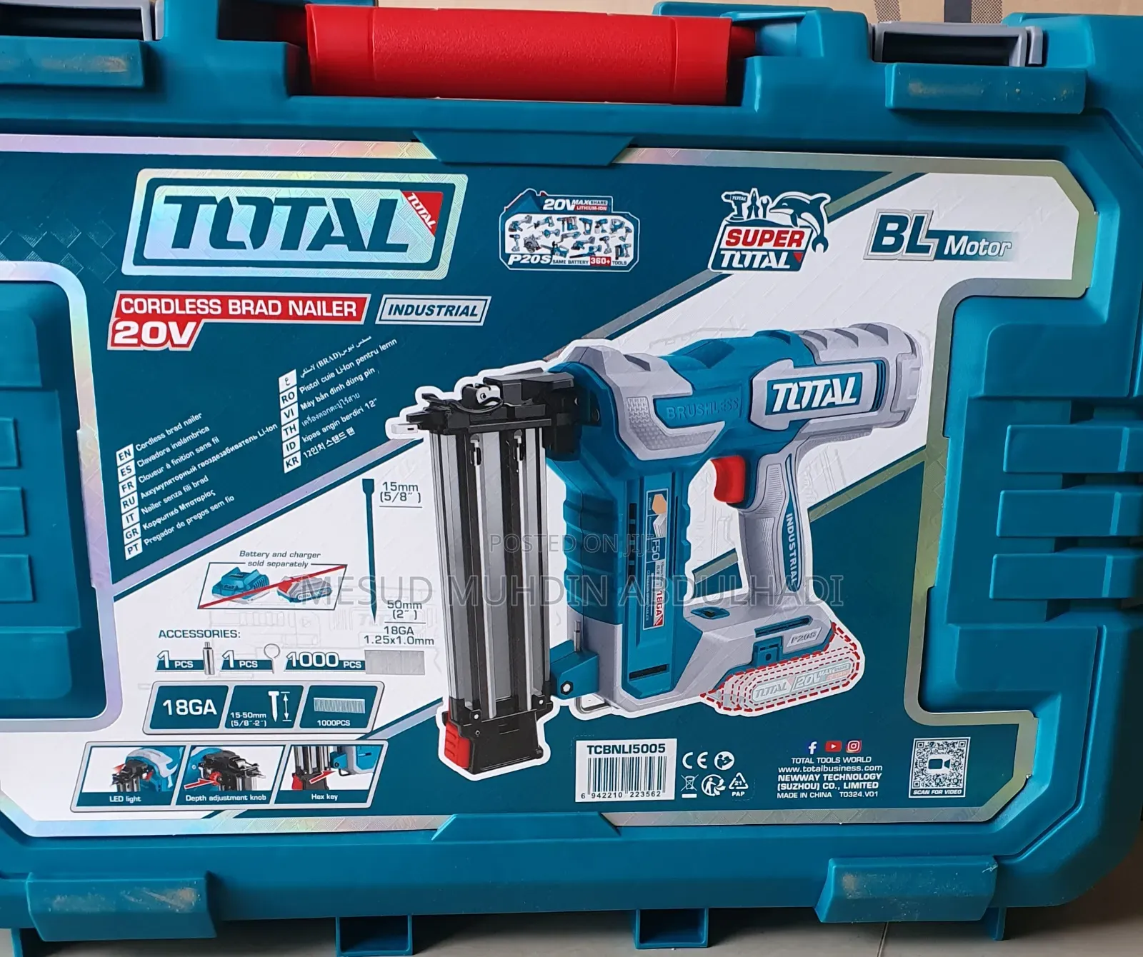 Total Cordless Brad Nailer 20v 15mm/50mm