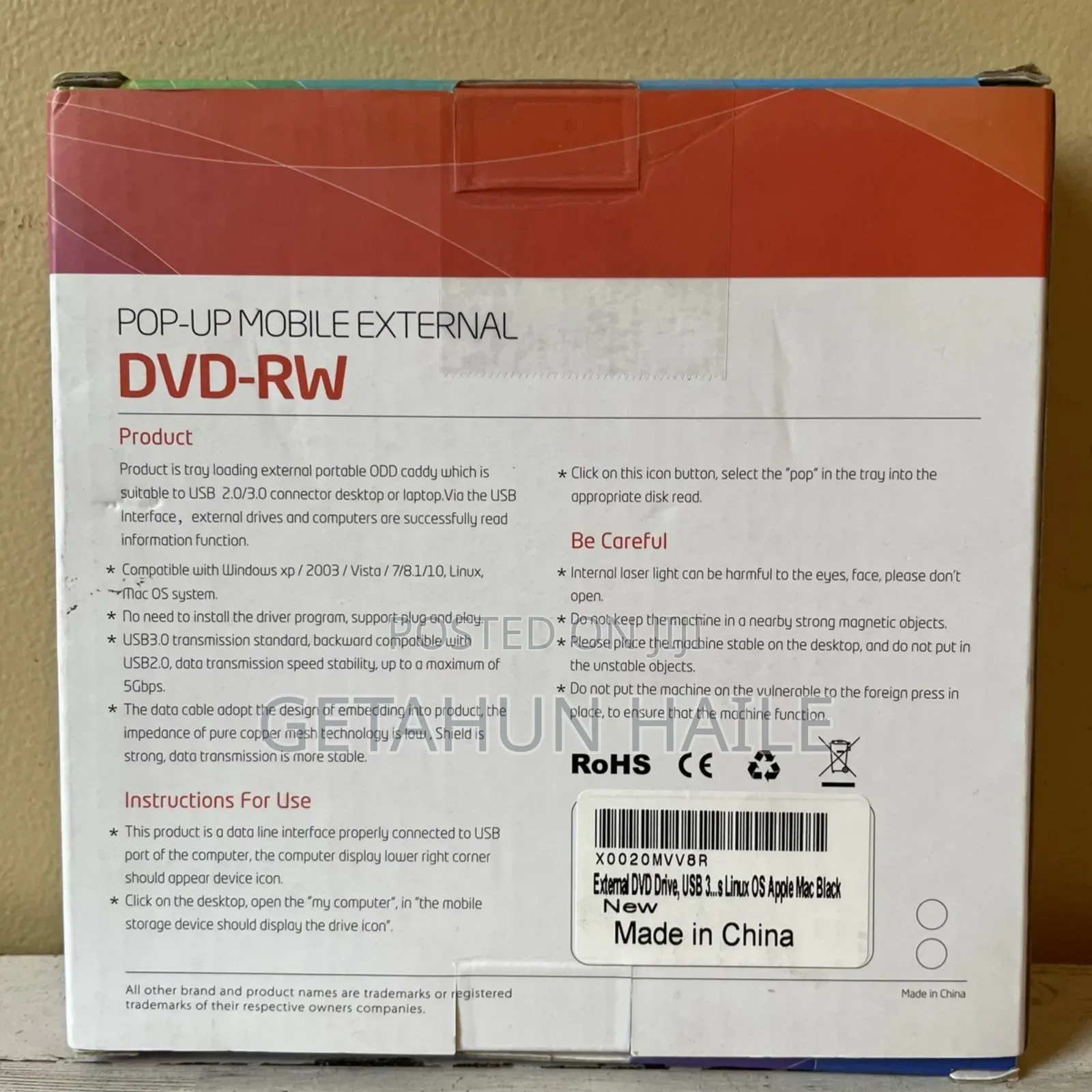 External DVD-Rw Usb 3.0 Portable Plug Play Pop-Up Mobile DVD Rw