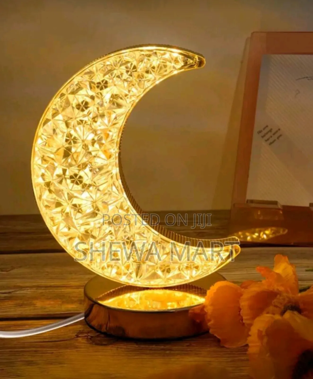 Star and Moon Shaped Touch Table Lamp, 3 Colors Bedside Crystal Table