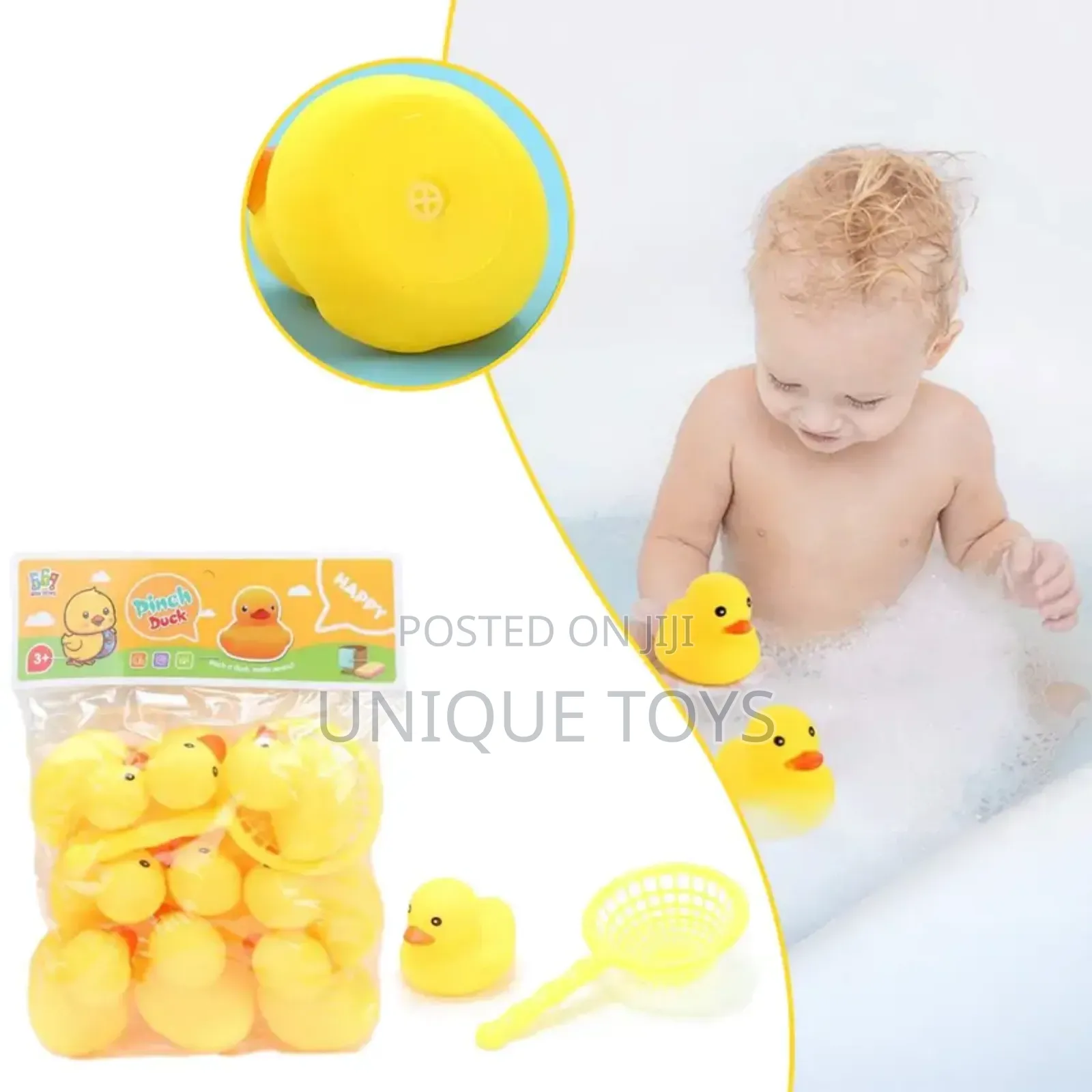 2-in-1 Floating Squeaking Bath Ducks With Net Set – 10 PCS