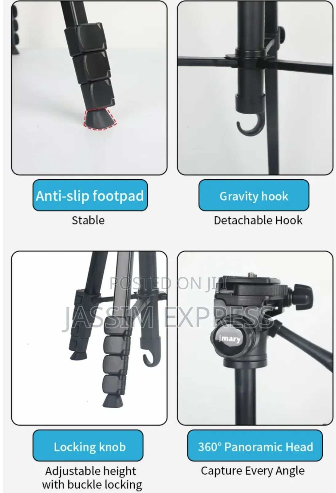 Jmary Heavy Duty Tripod for Phone and Camera (Max 1.7m and 3kg)