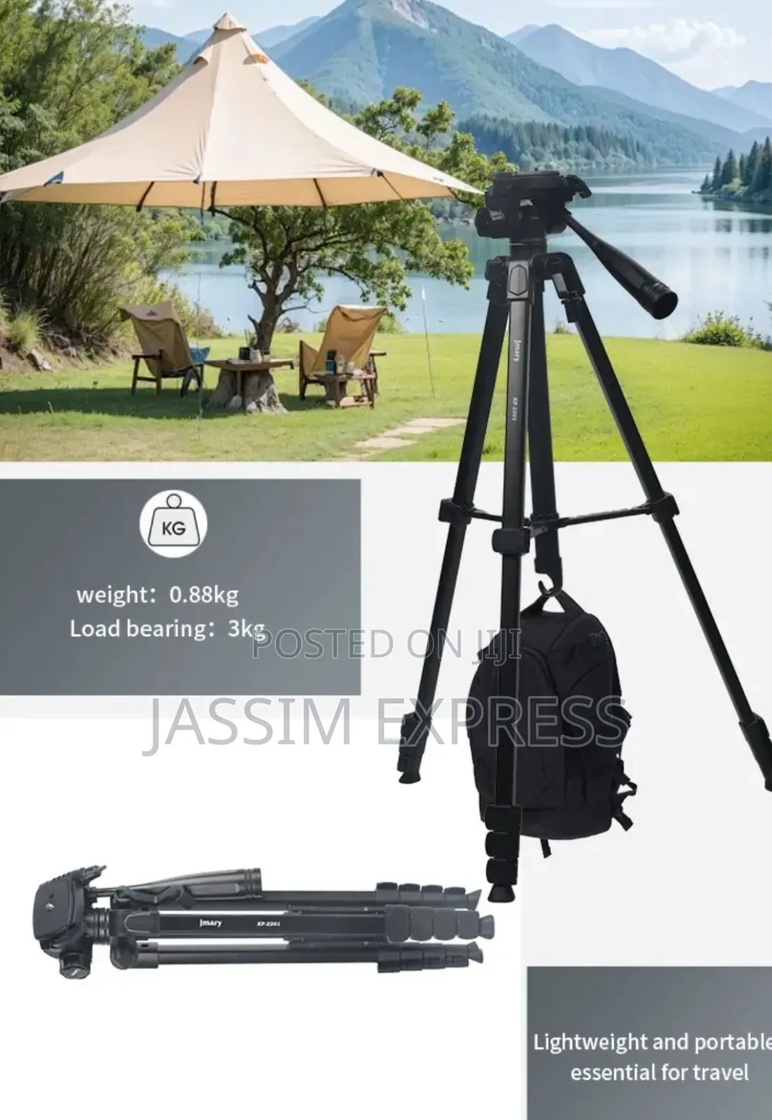 Jmary Heavy Duty Tripod for Phone and Camera (Max 1.7m and 3kg)