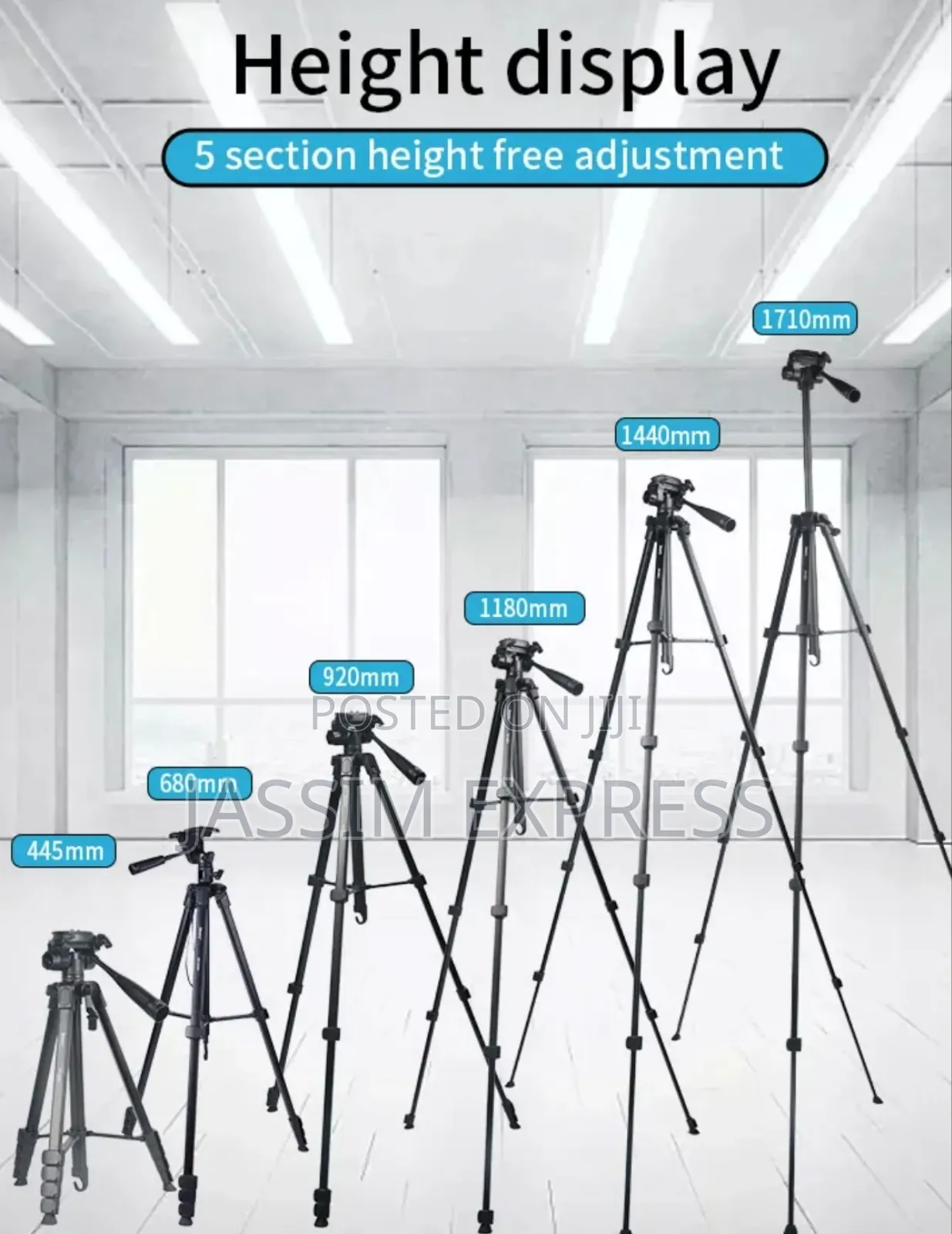 Jmary Heavy Duty Tripod for Phone and Camera (Max 1.7m and 3kg)