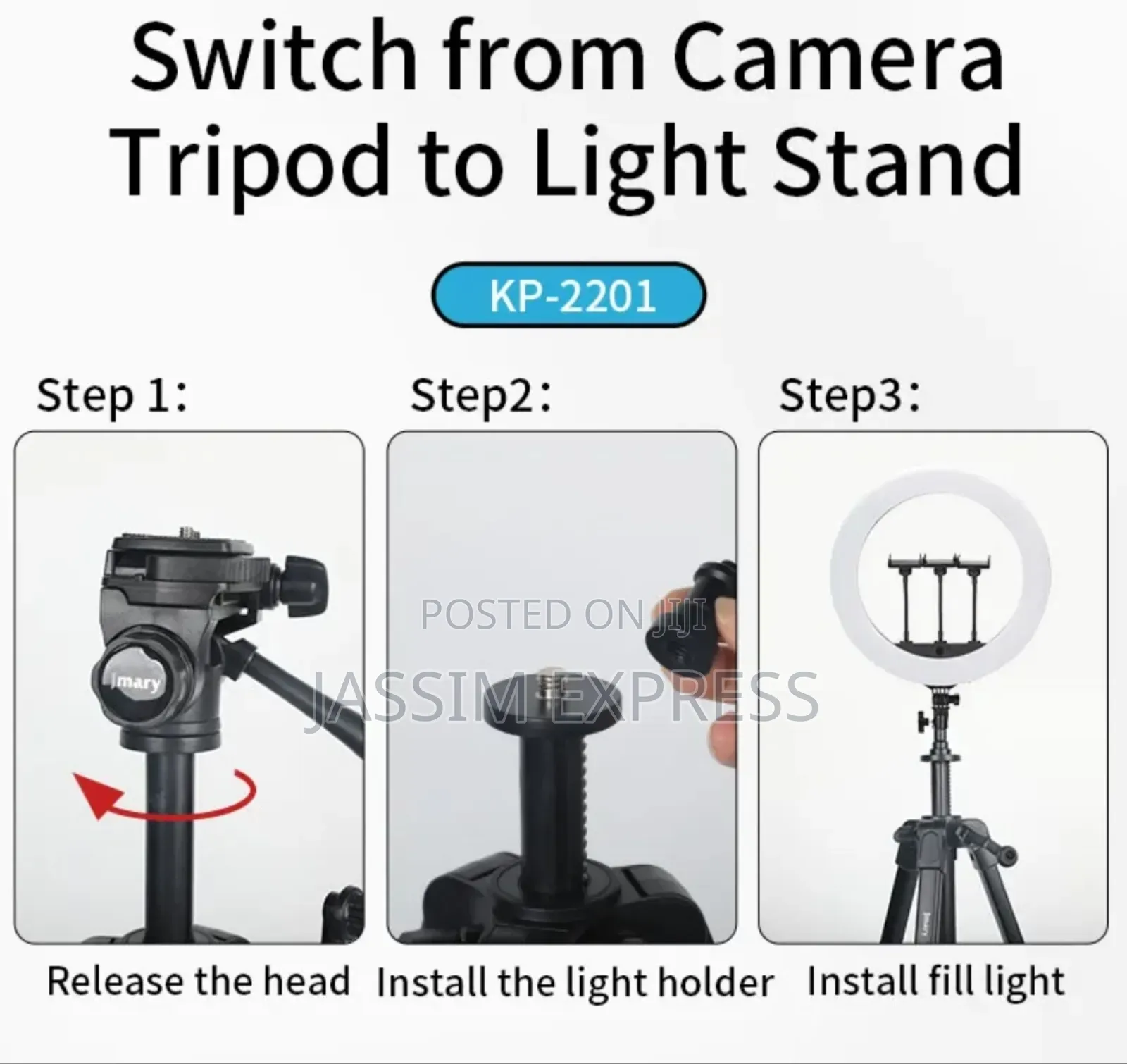 Jmary Heavy Duty Tripod for Phone and Camera (Max 1.7m and 3kg)