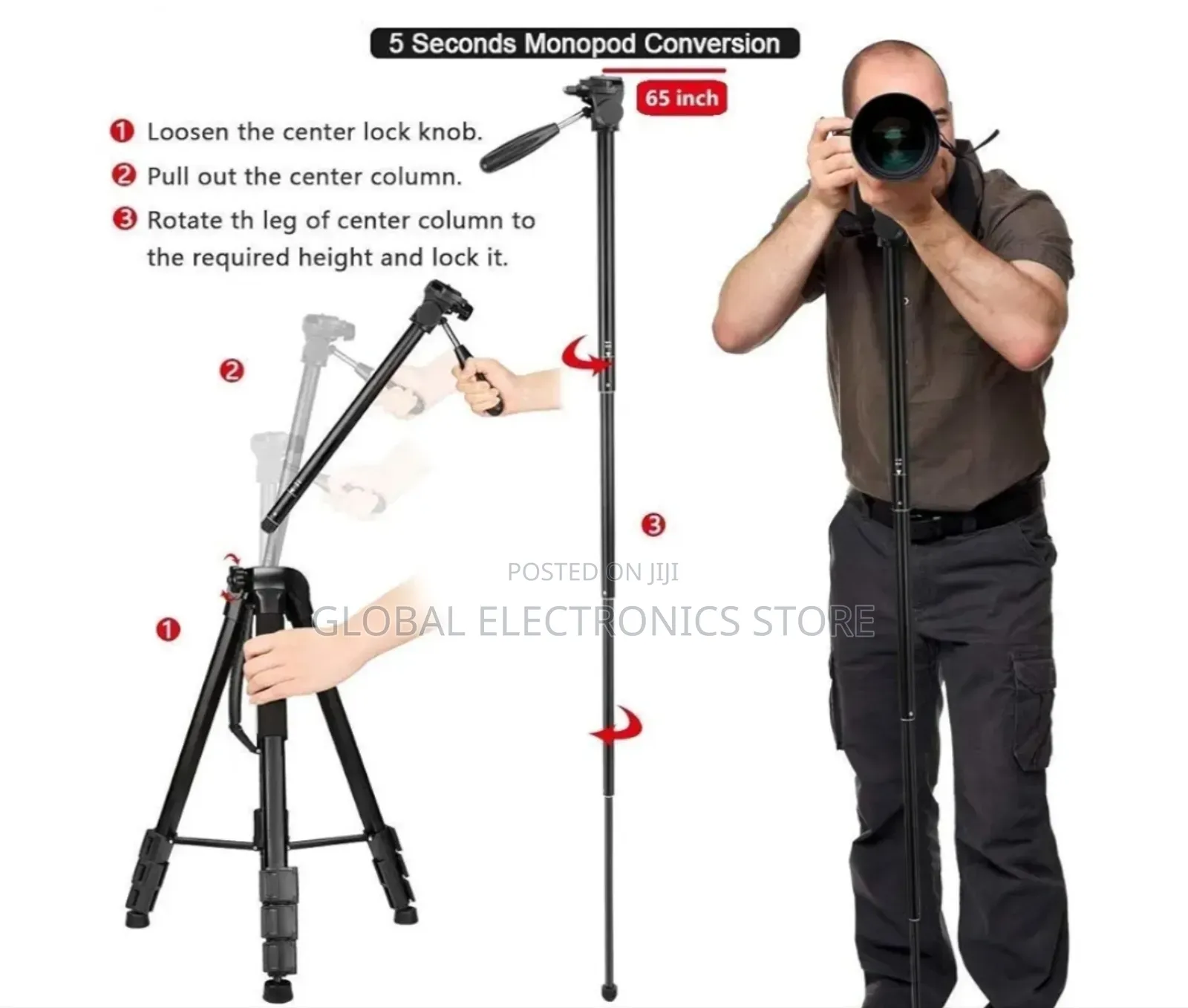 Jmary Super Duty Professional Tripod for All DSLR Cameras(Max4kg1.75m)