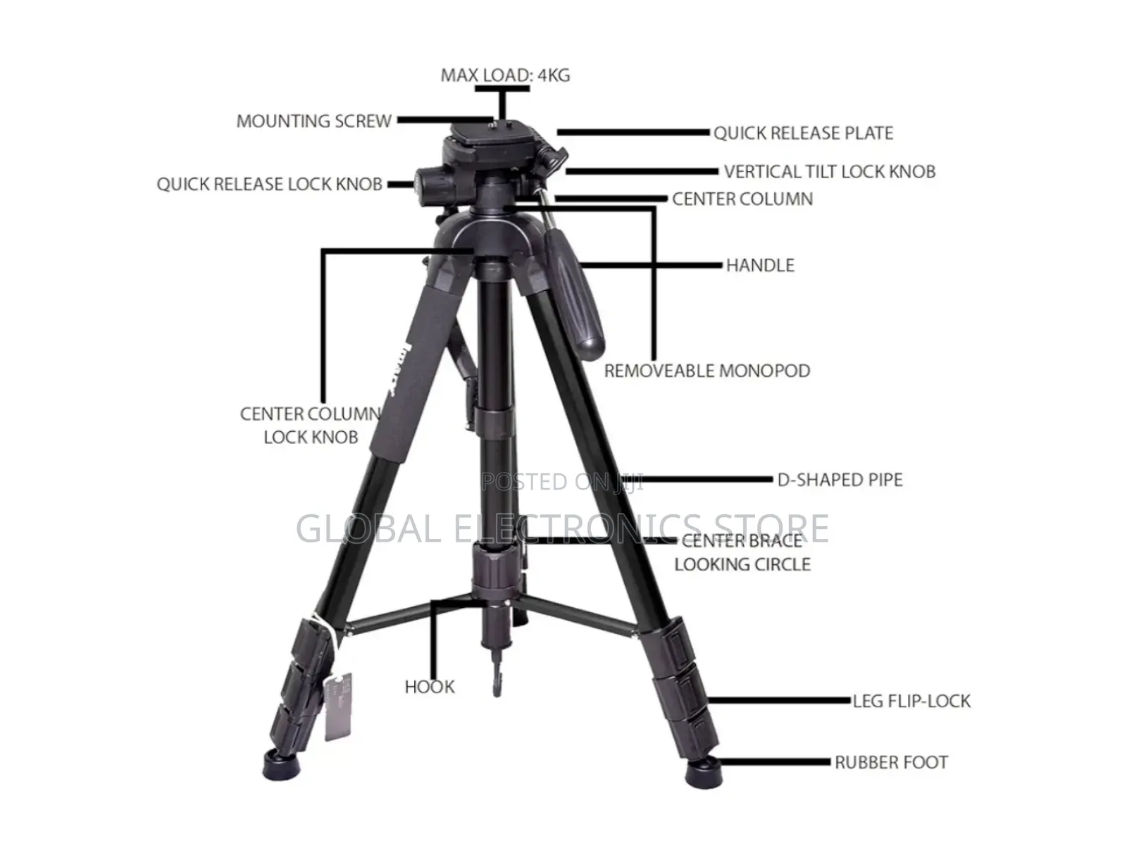 Jmary Super Duty Professional Tripod for All DSLR Cameras(Max4kg1.75m)