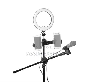 Ringlight + 3 ስልክ መያዣ + Mic Stand + Soundcard Stand + 2.1meter Tripod