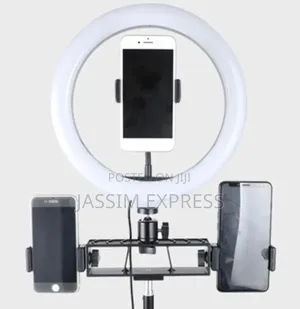 Ringlight + 3 ስልክ መያዣ + Mic Stand + Soundcard Stand + 2.1meter Tripod