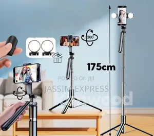Photo - እስከ 1.75m መርዘም የሚችል ለስልክ ለdslr ካሜራም የሚሆን Selfi Stick Tripod ከlight ጋር