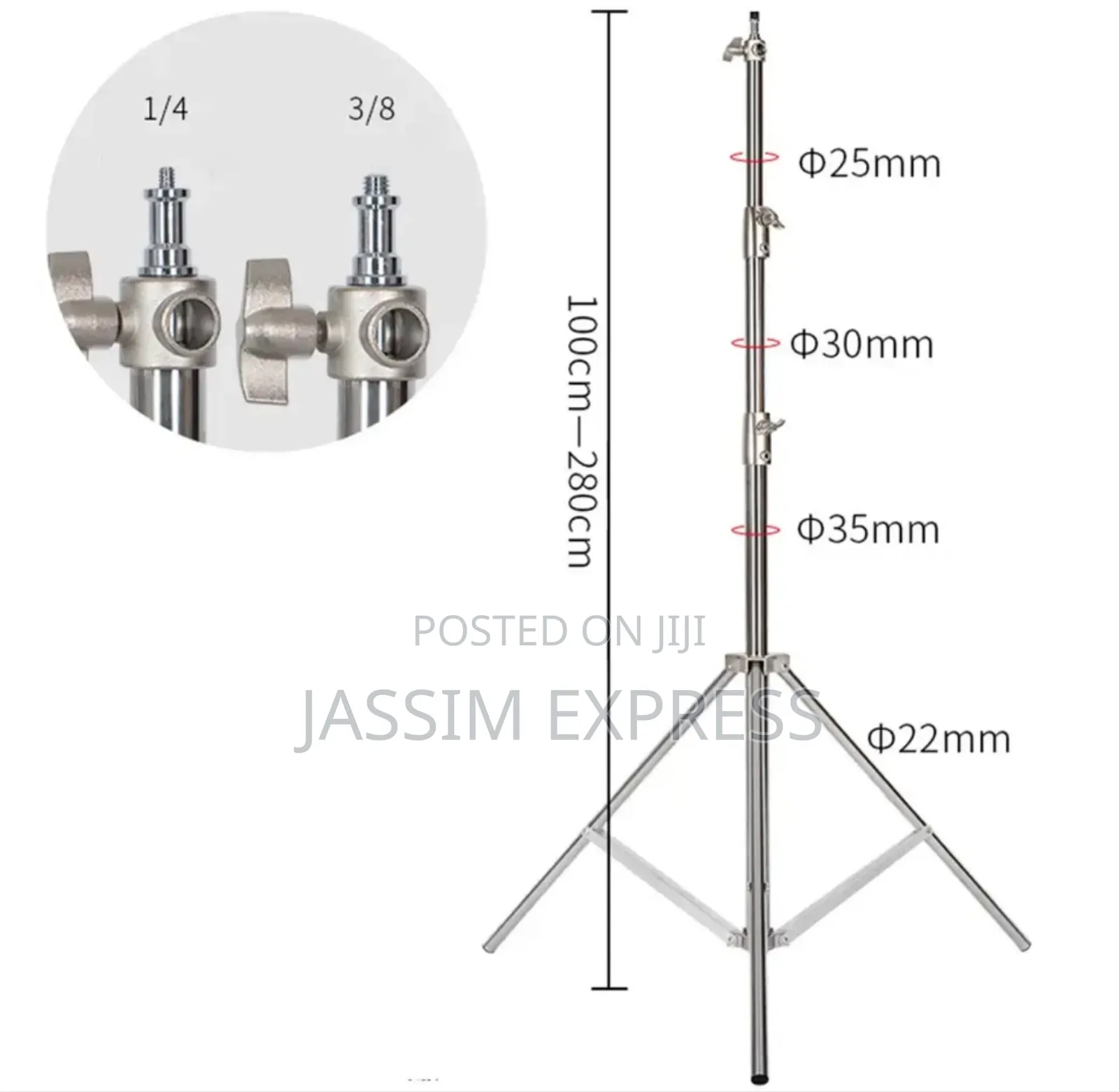 ለሁልም አይነት Lights የሚሆን Stainless Steel Lightstand Heavy Duty(Max 2.8m)