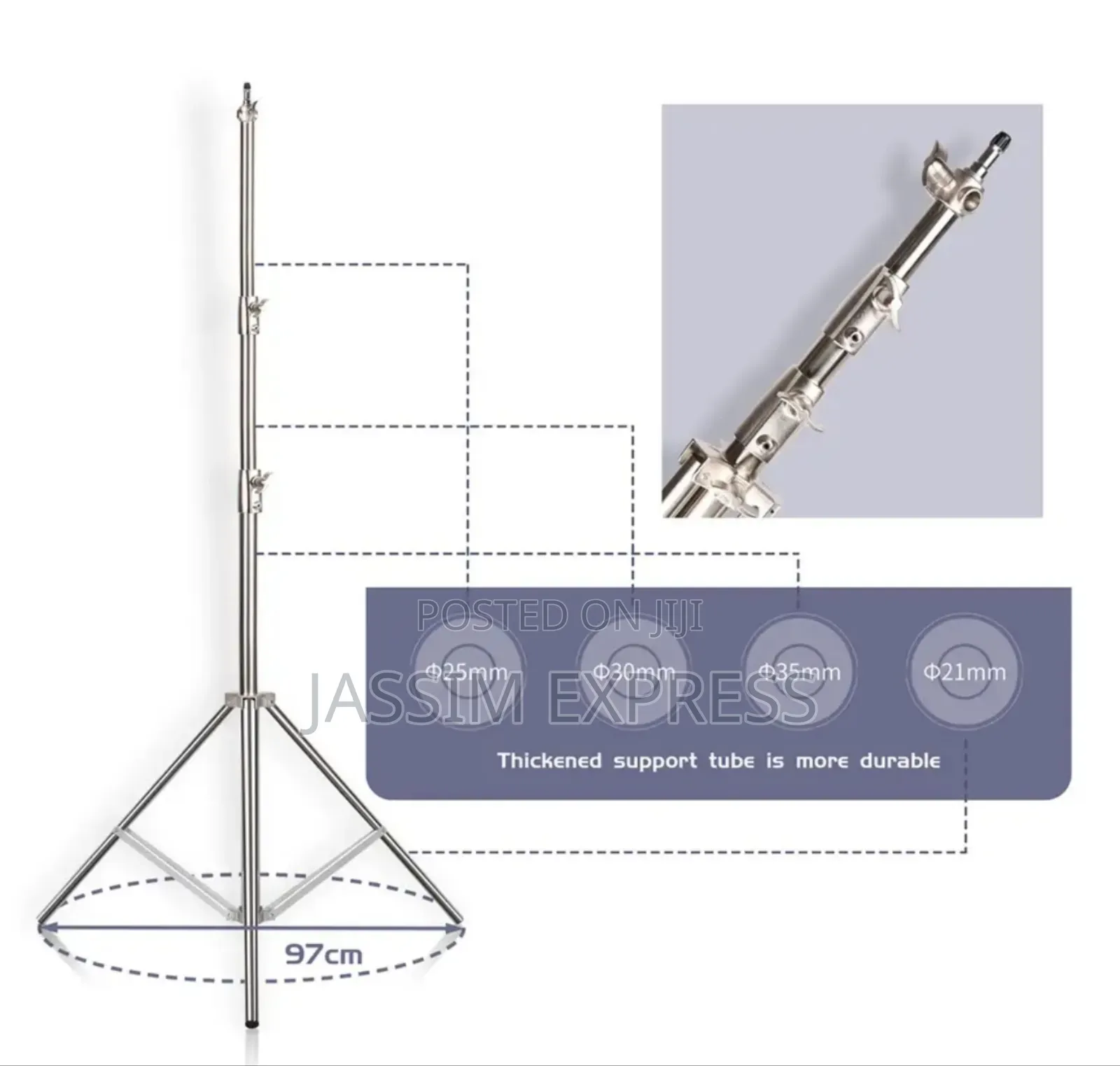 ለሁልም አይነት Lights የሚሆን Stainless Steel Lightstand Heavy Duty(Max 2.8m)
