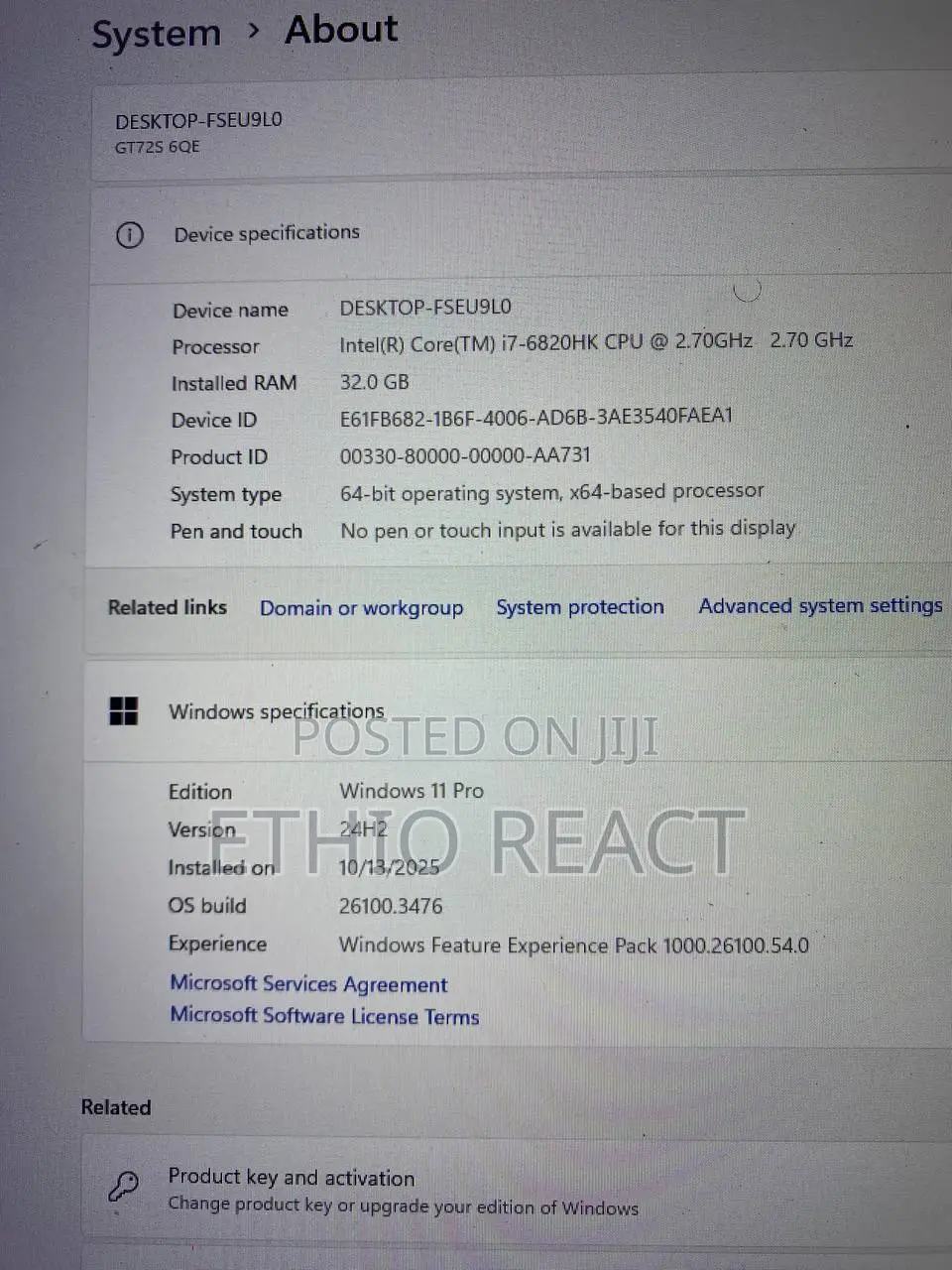 Laptop MSI MSI Sword 15 32GB Intel Core 7 HDD+SSD 1T