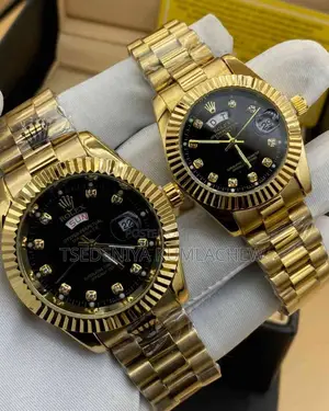 Photo - Rolex Golden in Black and Golden Stainless Steel Couples Watch
