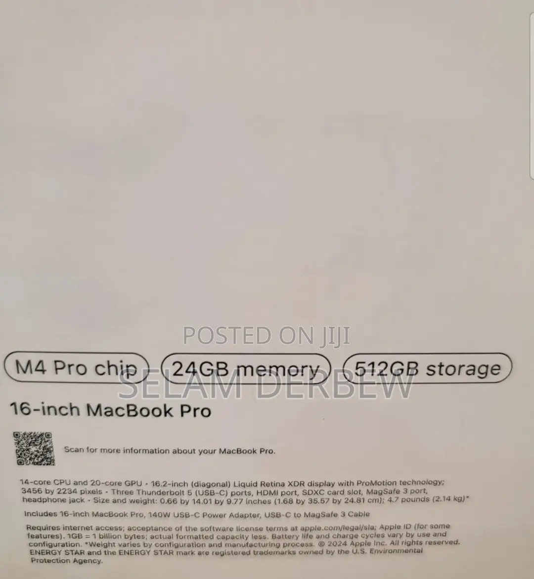 New Laptop Apple MacBook Pro 24GB Apple M4 Pro SSD 512GB