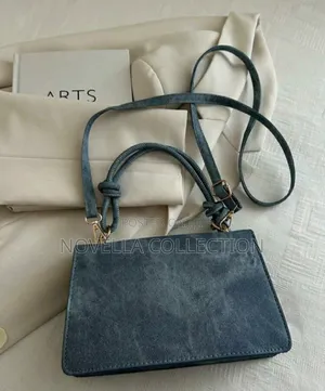 Women's Solid Denim Leather Square Bag With Adjustable Strap