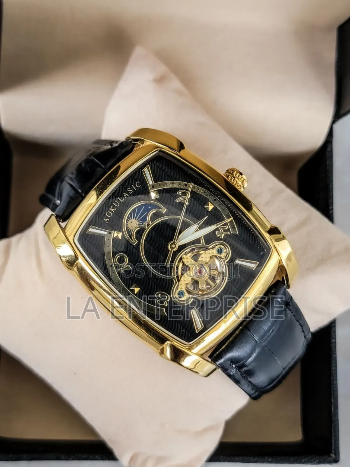 Genuine Black Leather Watch