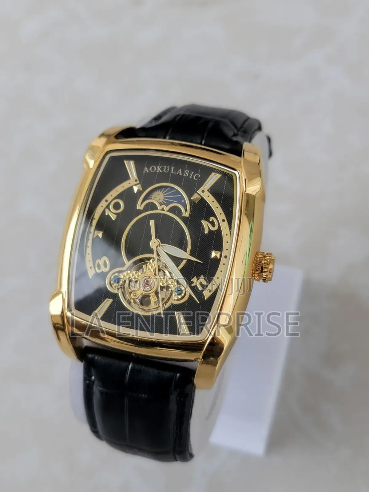 Genuine Black Leather Watch