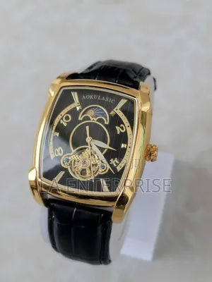 Genuine Black Leather Watch