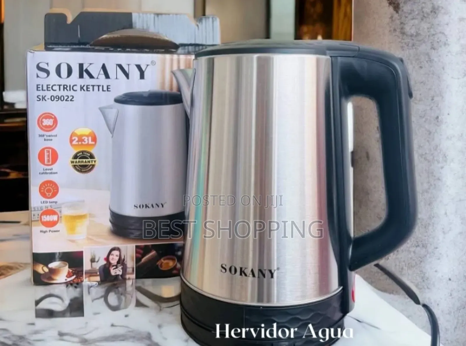 Sokany Stainless Steel Electric Kettle 2.3 Liter