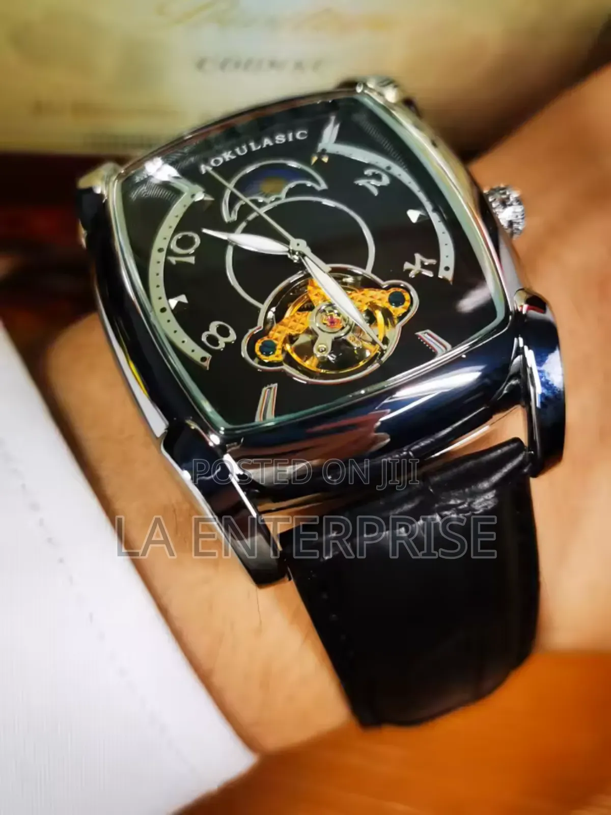 Genuine Fullblack Leather Watch