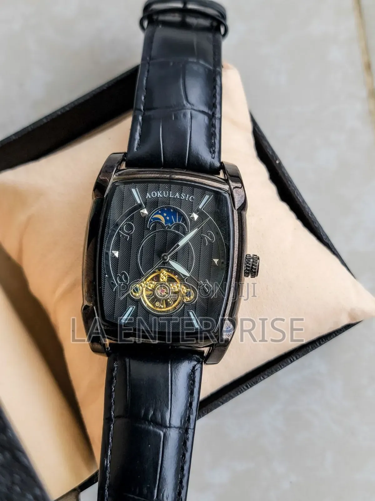 Genuine Fullblack Leather Watch
