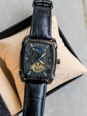 Genuine Fullblack Leather Watch