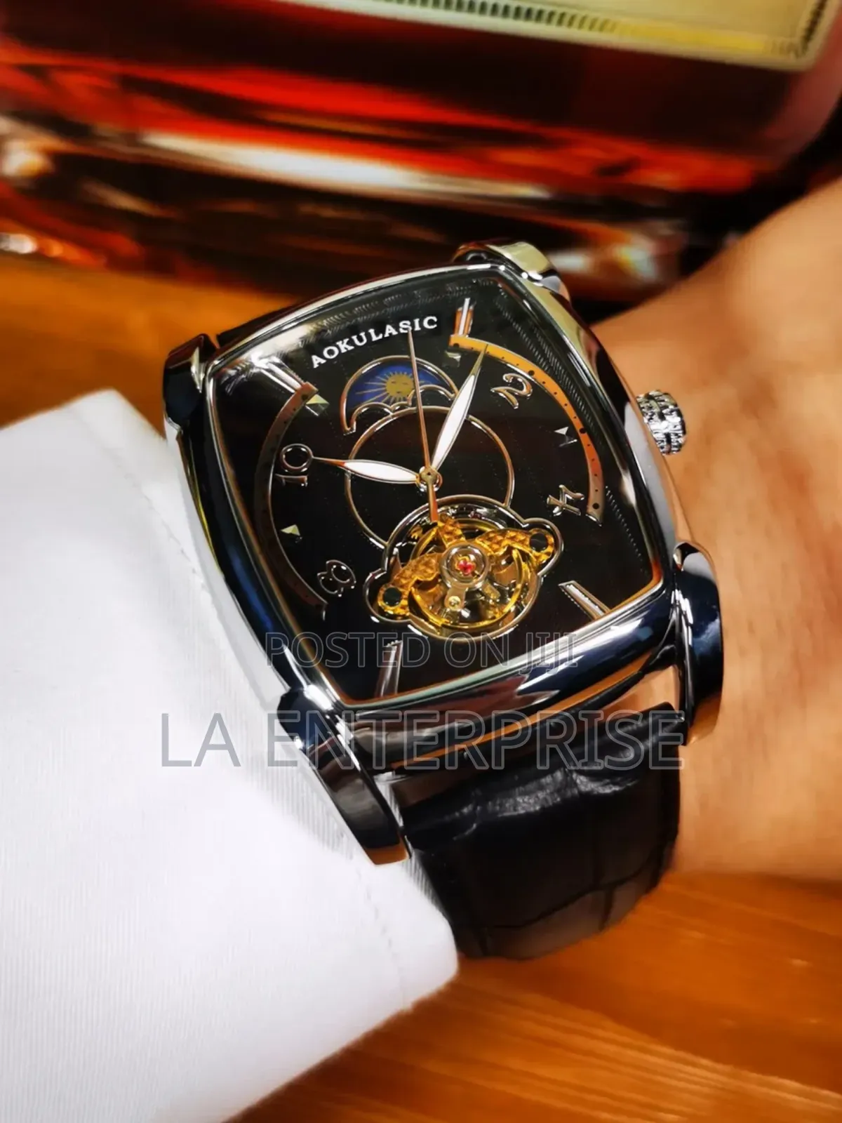 Genuine Fullblack Leather Watch