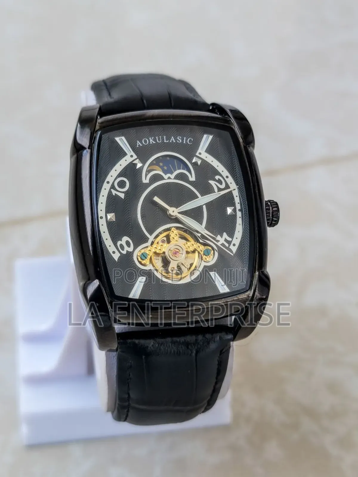 Genuine Fullblack Leather Watch