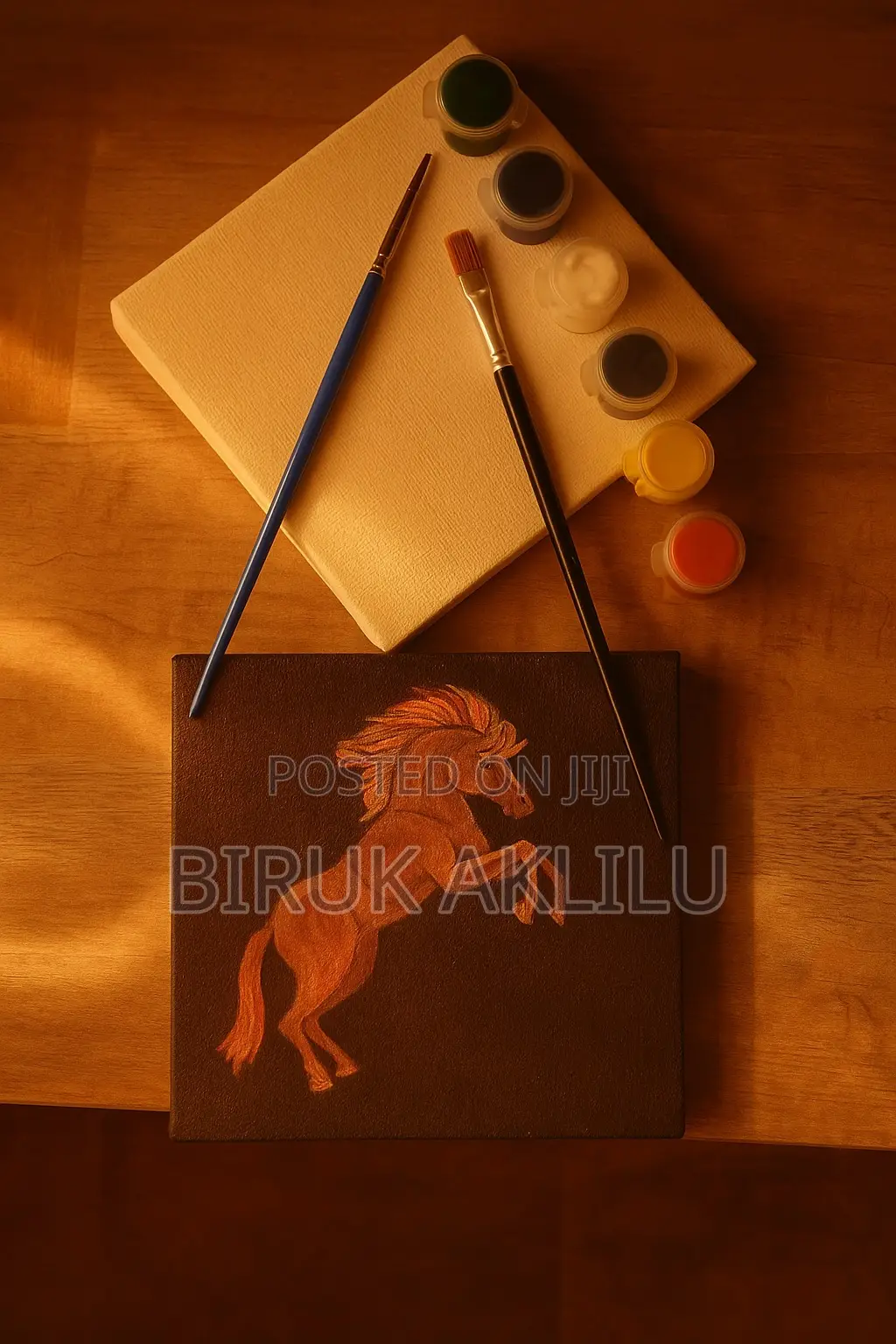 Mini Canvas Painting Kit የስዕል ሸራ ቀለም እና ብሩሽ