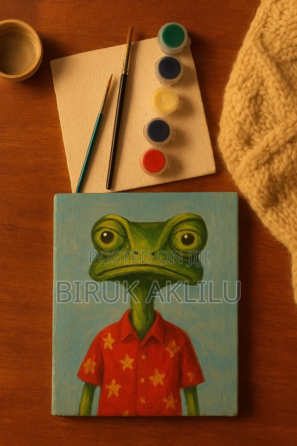 Mini Canvas Painting Kit የስዕል ሸራ ቀለም እና ብሩሽ