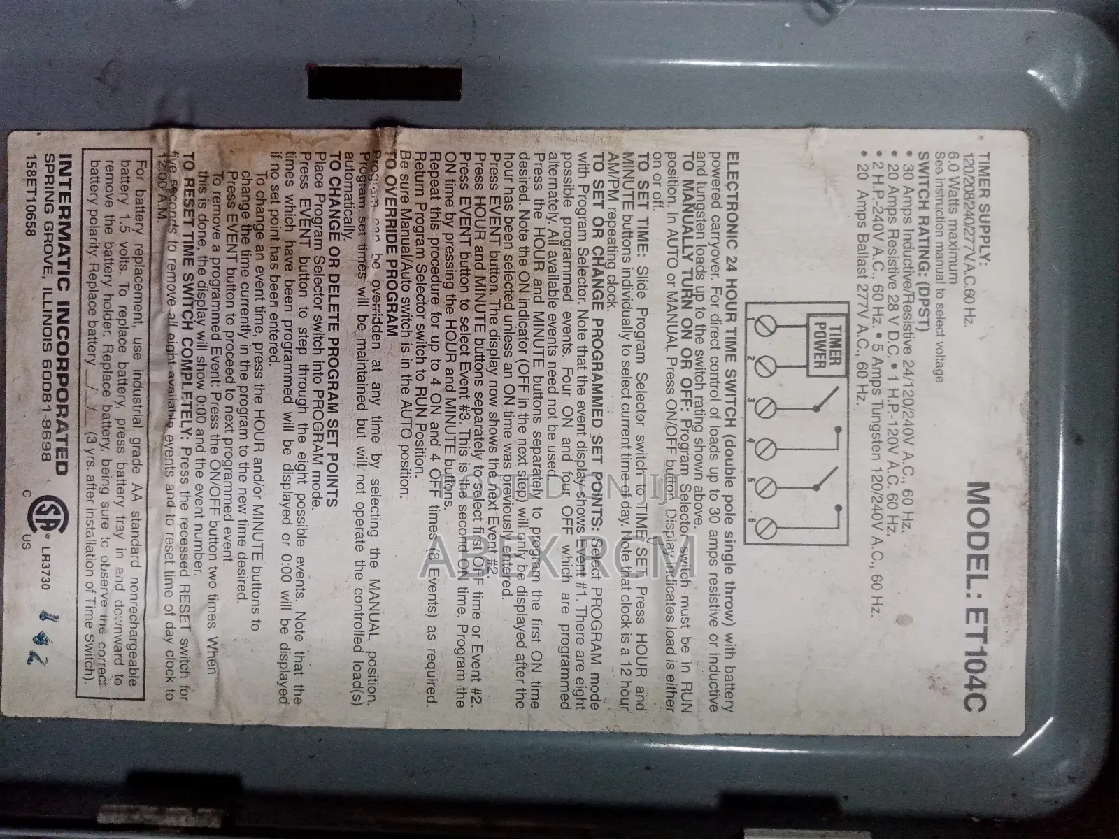 Programmable Timer 30a, 4 on 4 Off