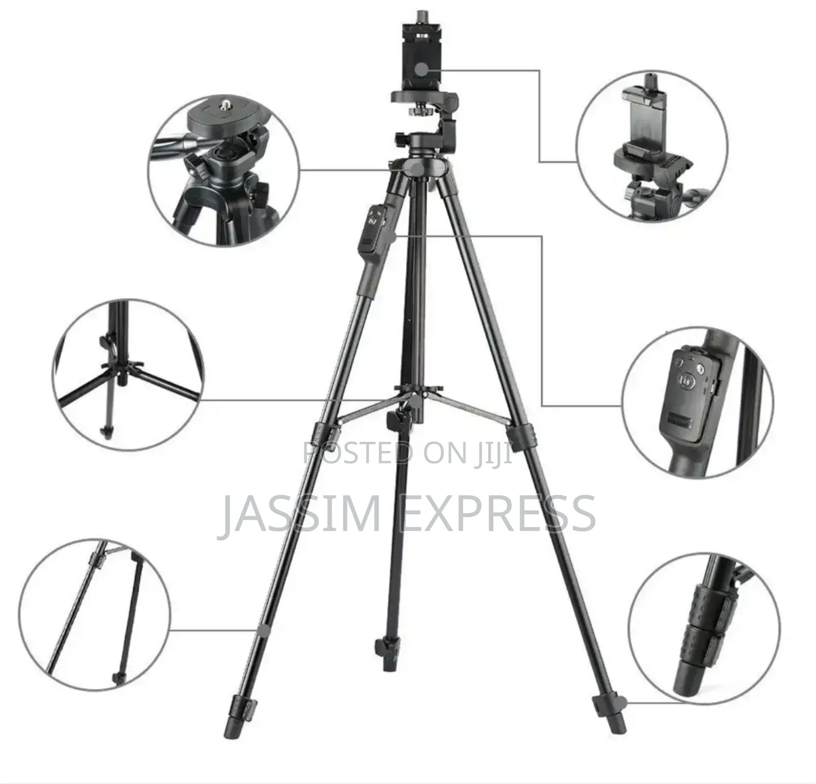 High Grade Aluminum Tripod With 3 Way Head for DSLR Camera and Phone