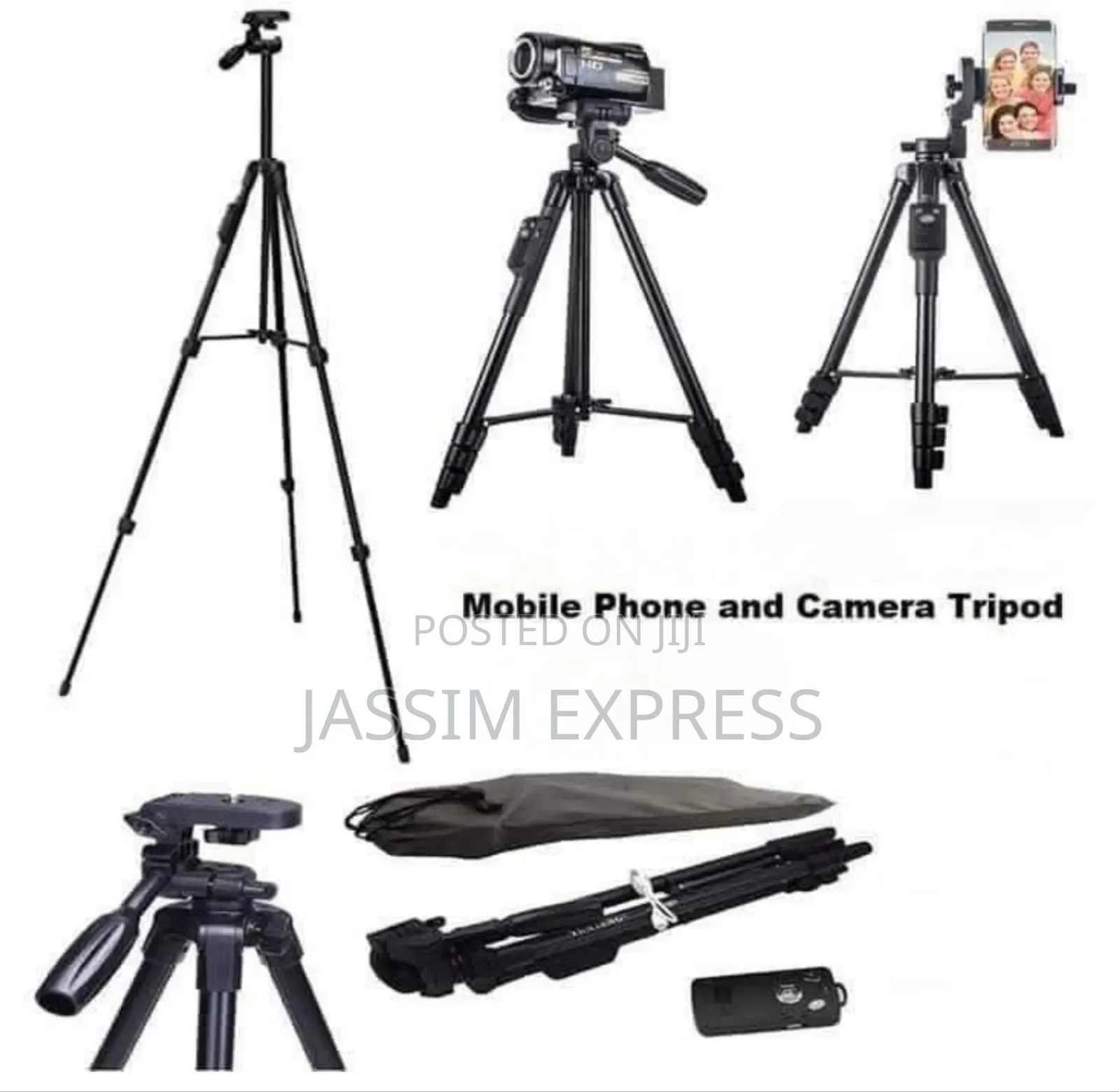 High Grade Aluminum Tripod With 3 Way Head for DSLR Camera and Phone