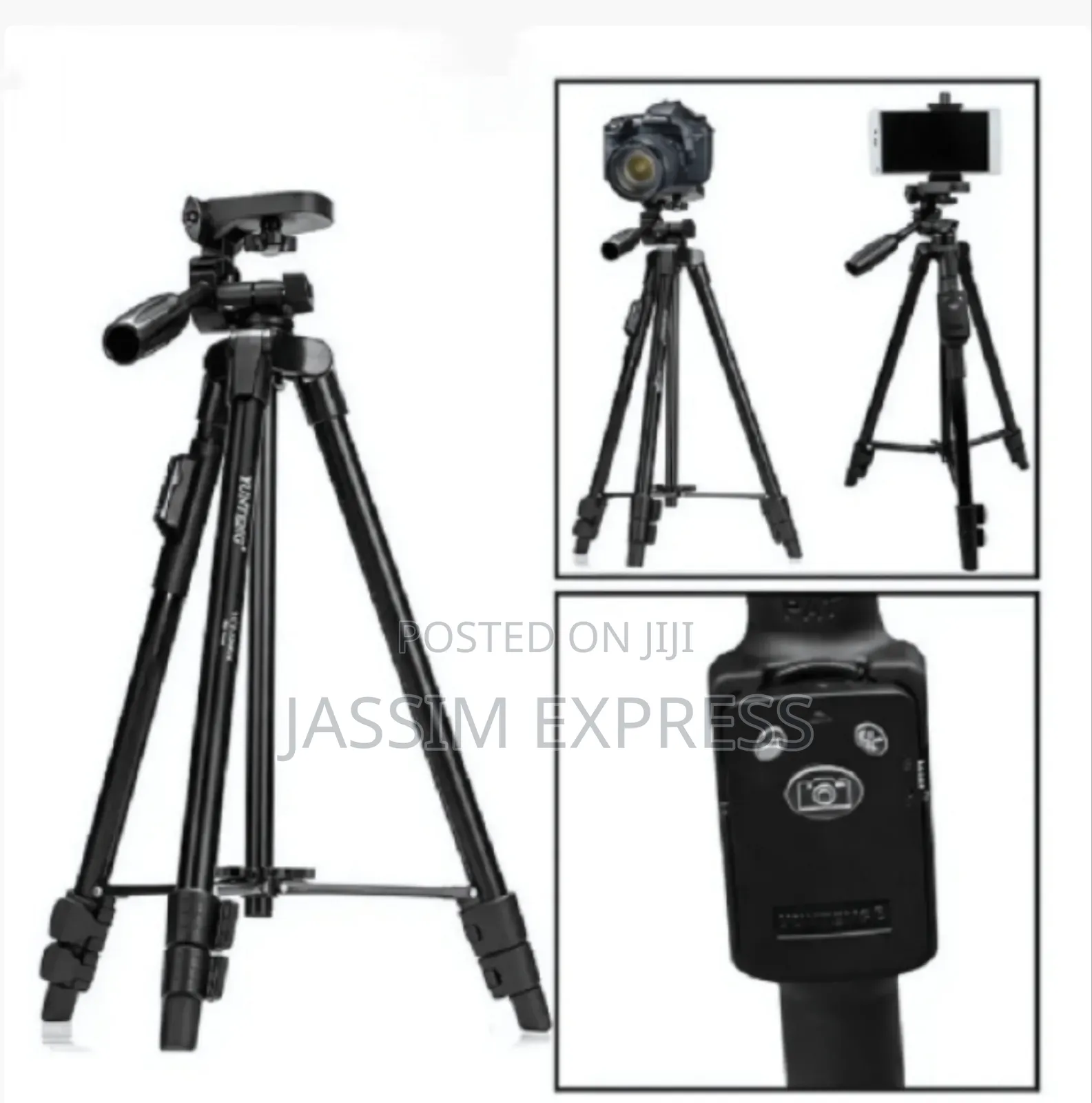 High Grade Aluminum Tripod With 3 Way Head for DSLR Camera and Phone