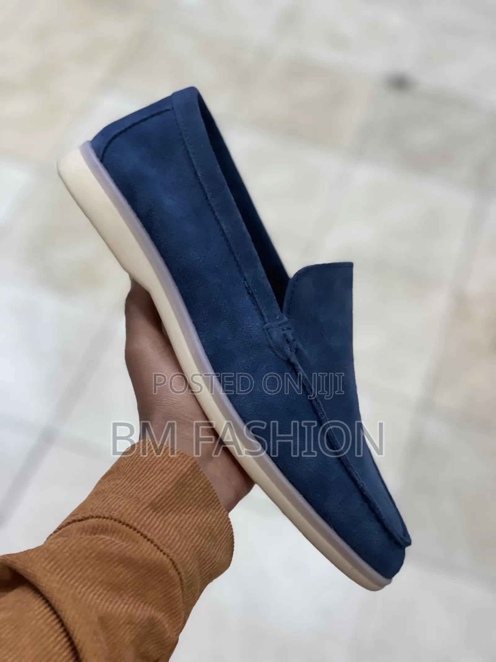 Blue Black Navy Blue Loafers Suede