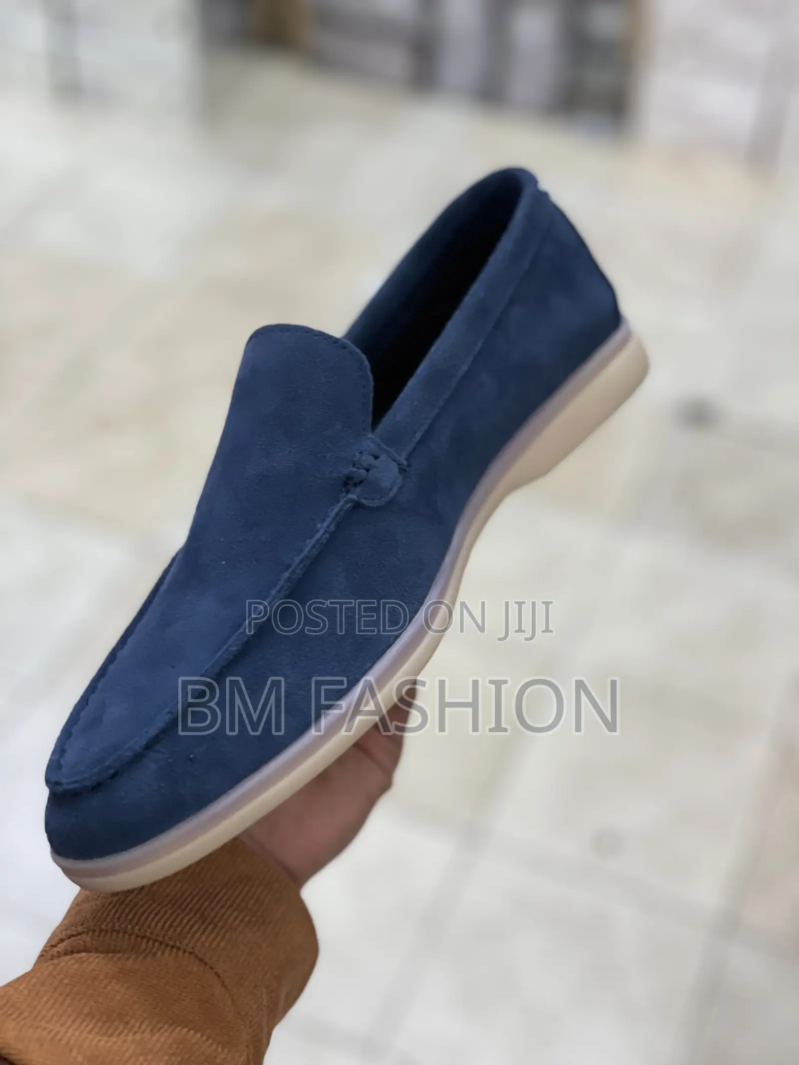 Blue Black Navy Blue Loafers Suede