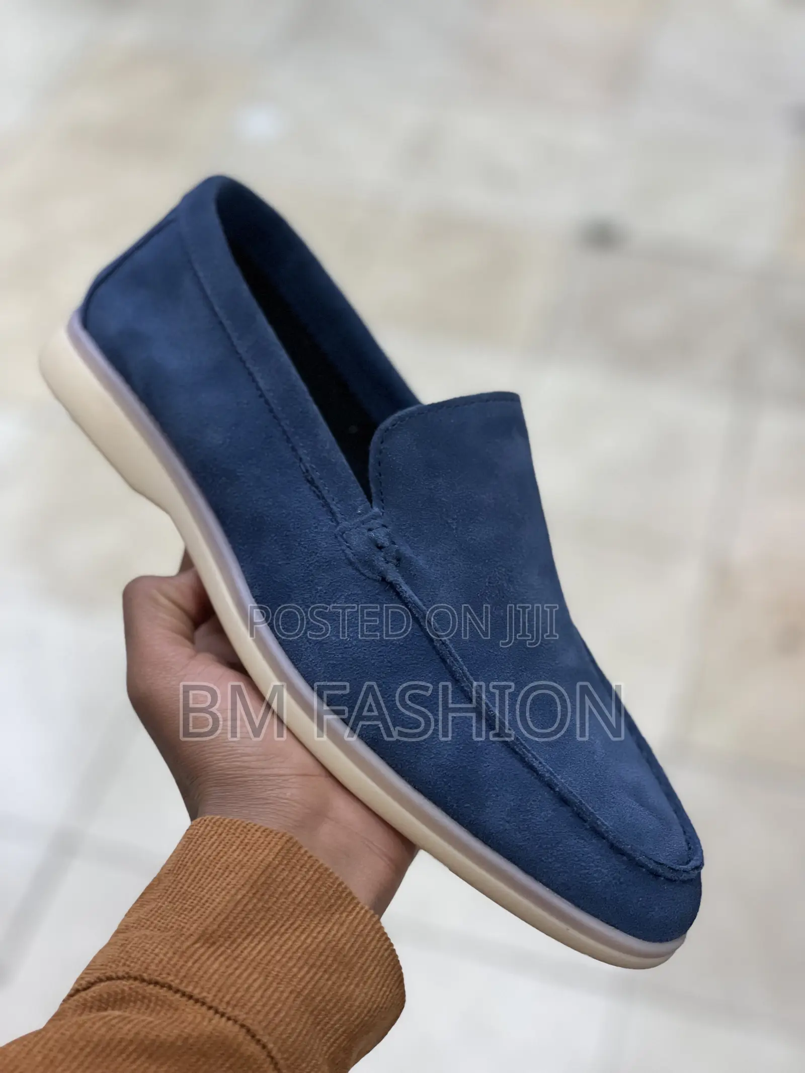 Blue Black Navy Blue Loafers Suede