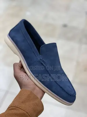 Blue Black Navy Blue Loafers Suede